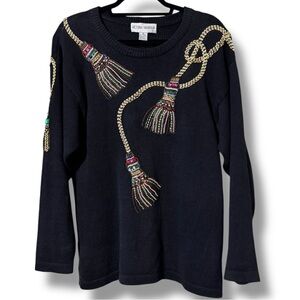 Vintage Victoria Harbour women’s medium holiday tasseled sweater beaded sequin